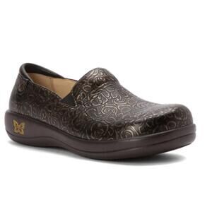 Alegria Keli Professional Bronze Paisley Leather ClogsShoes SZ 39 US 9